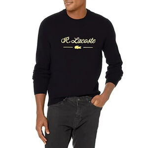 Lacoste Men's Crew Neck Embroidered Lettered Long Sleeves Sweater Size Small
